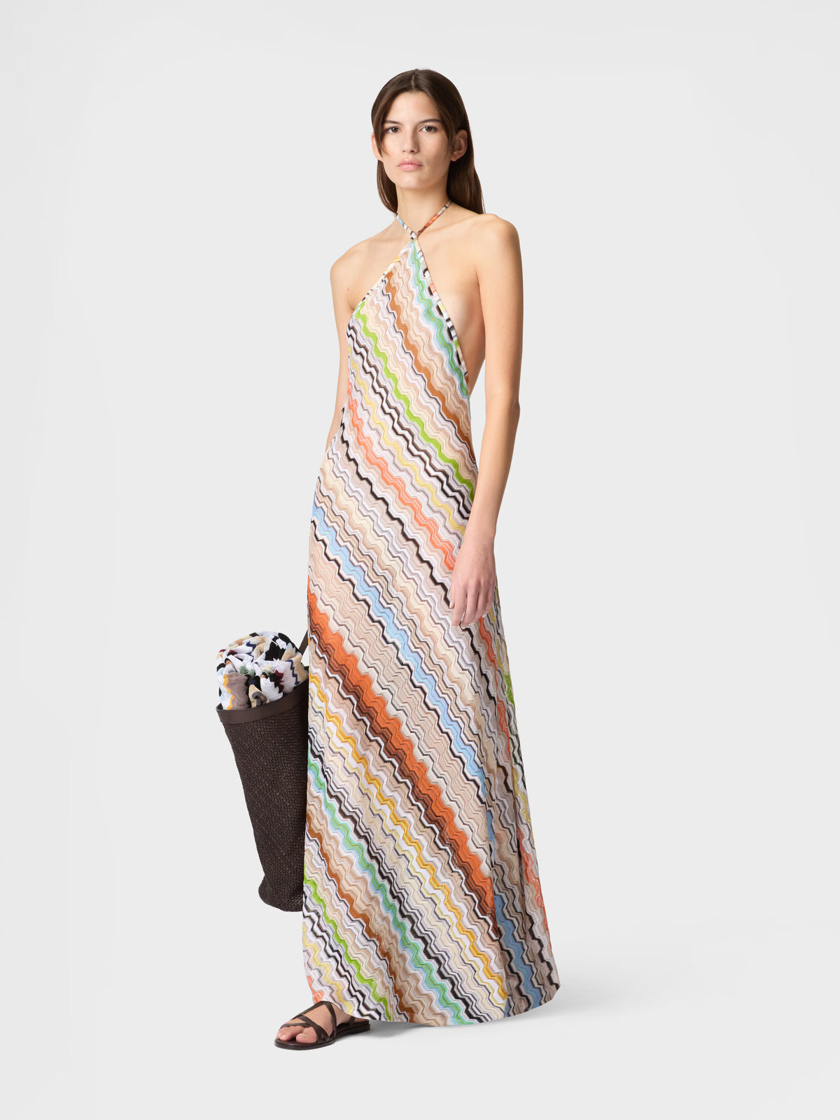 LONG HALTER COVER-UP GREEK MOTIF