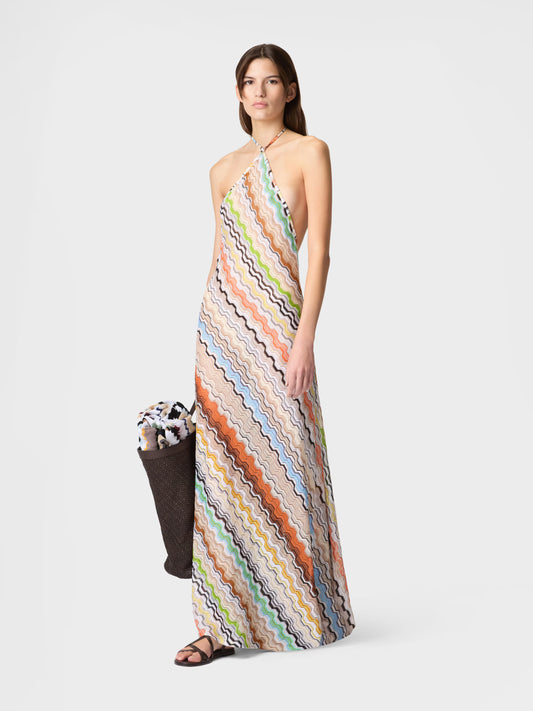 LONG HALTER COVER-UP GREEK MOTIF