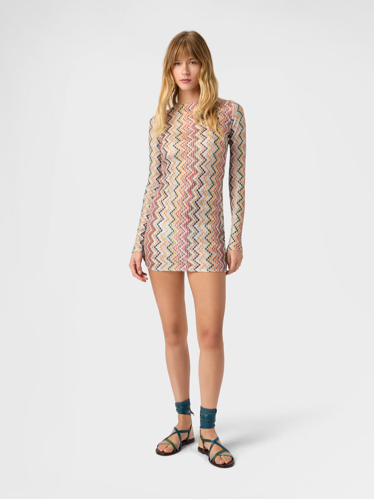 LONG SLEEVE DRESS ZIG ZAG PRINT