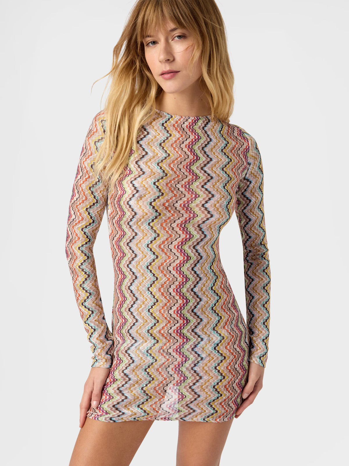 LONG SLEEVE DRESS ZIG ZAG PRINT