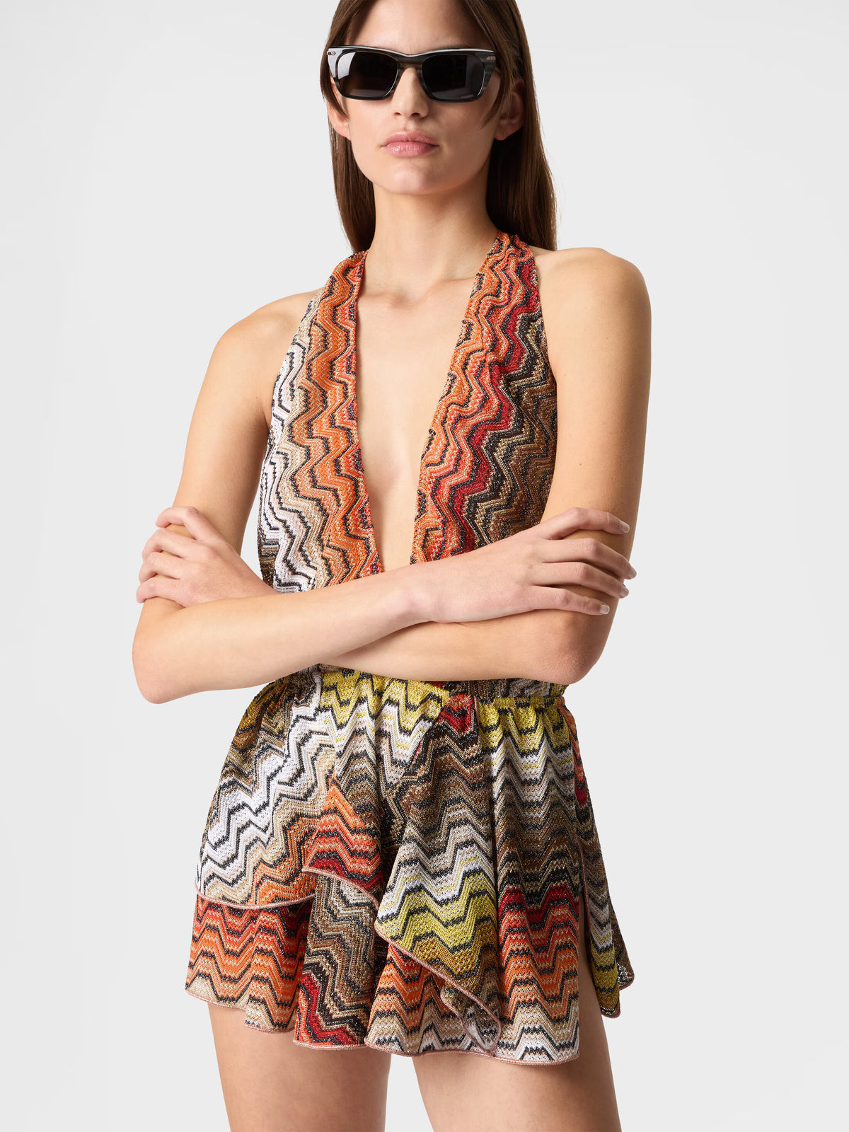 OPEN BACK COVER-UP GREEK MOTIF